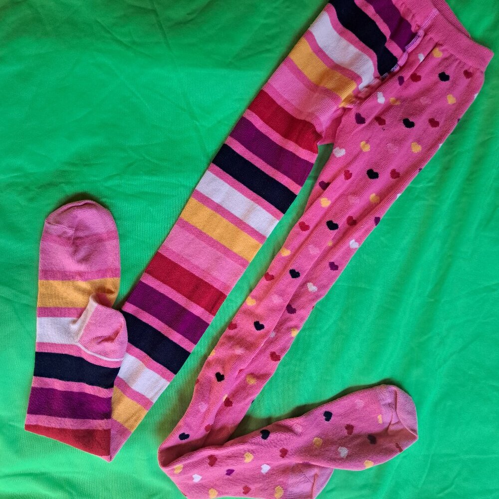 Hanna Andersson Pink Heart Tights, Size 150/160